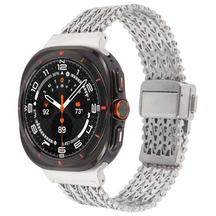 For Samsung Galaxy Watch Ultra 47mm / Ultra 2025 Magnetic Snap Clasp Steel Mesh Metal Watch Band(Silver) by bashfashion