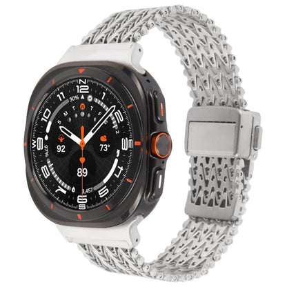 For Samsung Galaxy Watch Ultra 47mm / Ultra 2025 Magnetic Snap Clasp Steel Mesh Metal Watch Band(Silver) by bashfashion