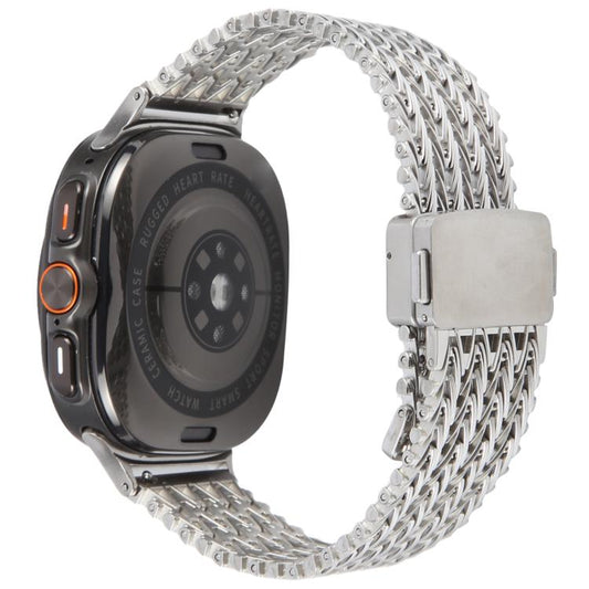 For Samsung Galaxy Watch Ultra 47mm / Ultra 2025 Magnetic Snap Clasp Steel Mesh Metal Watch Band(Silver) by bashfashion