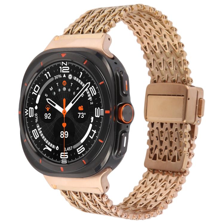 For Samsung Galaxy Watch Ultra 47mm / Ultra 2025 Magnetic Snap Clasp Steel Mesh Metal Watch Band(Rose Gold) by bashfashion