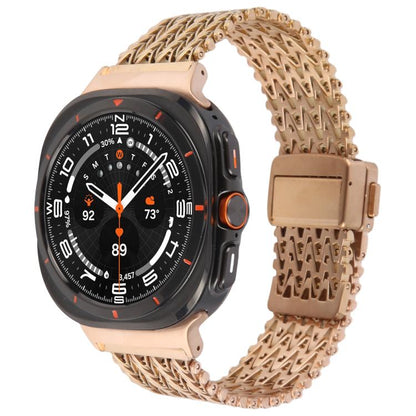For Samsung Galaxy Watch Ultra 47mm / Ultra 2025 Magnetic Snap Clasp Steel Mesh Metal Watch Band(Rose Gold) by bashfashion