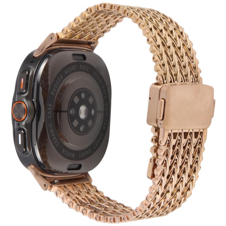 For Samsung Galaxy Watch Ultra 47mm / Ultra 2025 Magnetic Snap Clasp Steel Mesh Metal Watch Band(Rose Gold) by bashfashion