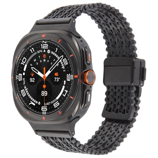 For Samsung Galaxy Watch Ultra 47mm / Ultra 2025 Magnetic Snap Clasp Steel Mesh Metal Watch Band(Black) by bashfashion