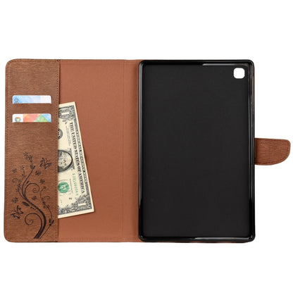 For Samsung Galaxy Tab A7 10.4 (2020) T505 Butterfly Flower Embossing Pattern Horizontal Flip Leather Case with Holder & Card Slots & Wallet(Brown) by bashfashion