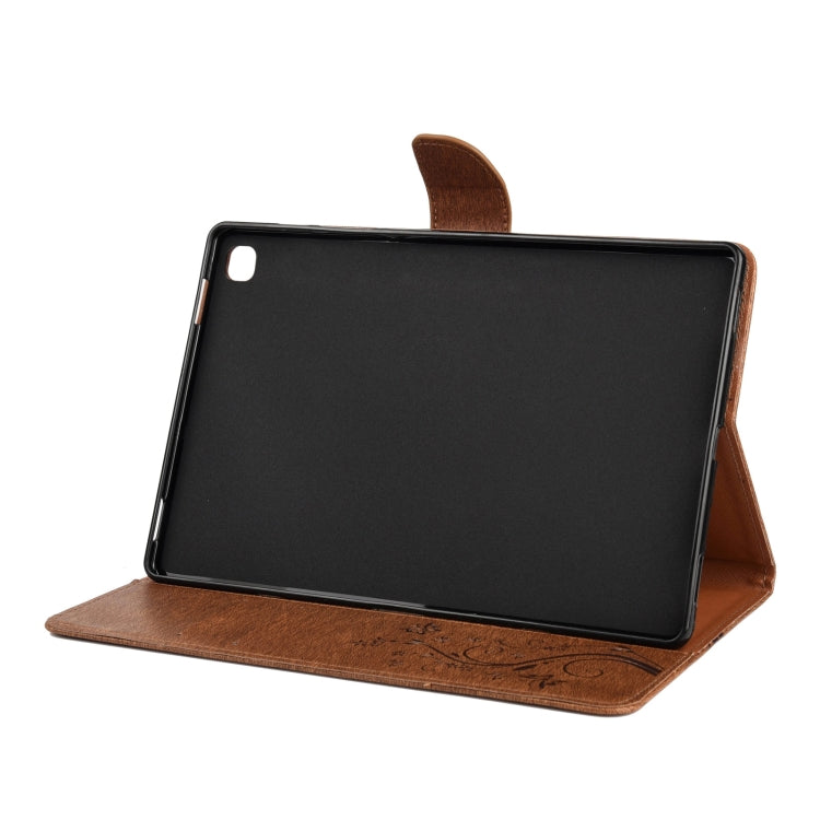 For Samsung Galaxy Tab A7 10.4 (2020) T505 Butterfly Flower Embossing Pattern Horizontal Flip Leather Case with Holder & Card Slots & Wallet(Brown) by bashfashion