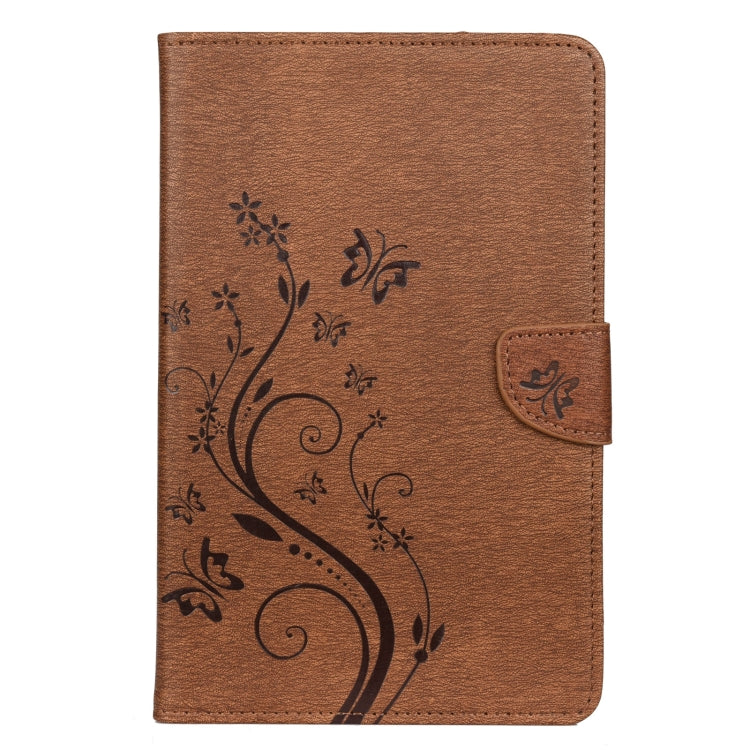 For Samsung Galaxy Tab A 8.4 (2020) T307 Butterfly Flower Embossing Pattern Horizontal Flip Leather Case with Holder & Card Slots & Wallet(Brown) by bashfashion