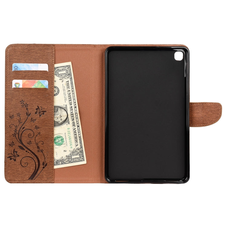 For Samsung Galaxy Tab A 8.4 (2020) T307 Butterfly Flower Embossing Pattern Horizontal Flip Leather Case with Holder & Card Slots & Wallet(Brown) by bashfashion