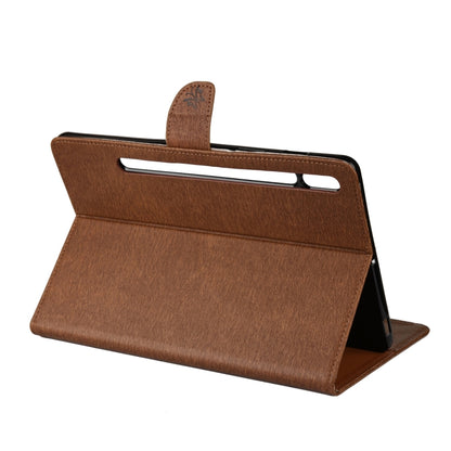 For Samsung Galaxy Tab S8 / Galaxy Tab S7 T870 / T875 Butterfly Flower Embossing Pattern Horizontal Flip Leather Case with Holder & Card Slots & Wallet(Brown) by bashfashion