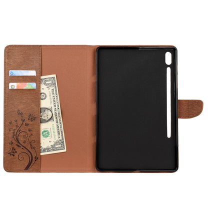 For Samsung Galaxy Tab S6 T860 / T865 Butterfly Flower Embossing Pattern Horizontal Flip Leather Case with Holder & Card Slots & Wallet(Brown) by bashfashion