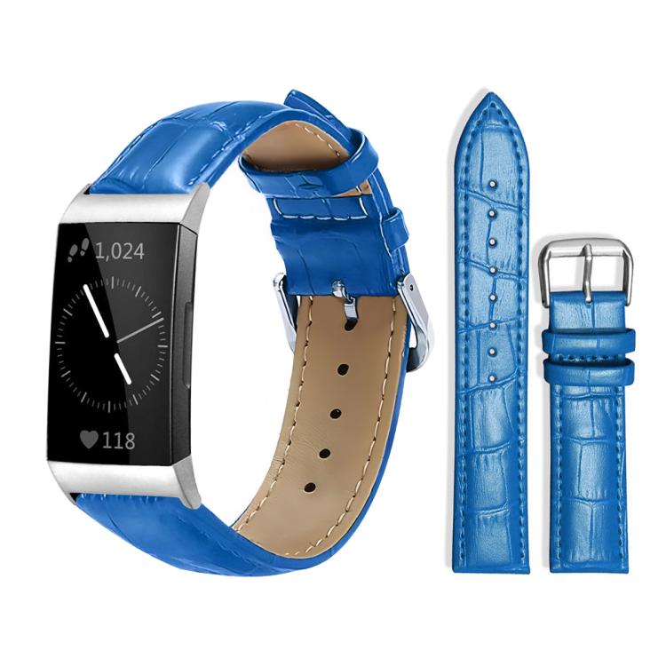 For Fitbit Charge 4 / 3 18mm xDfind Bamboo Texture Pin Buckle Leather Watch Band(Blue) by xDfind