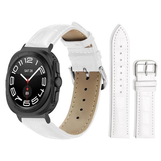 For Samsung Galaxy Watch Ultra / Ultra 2025 22mm xDfind Bamboo Texture Pin Buckle Leather Watch Band(White) by xDfind