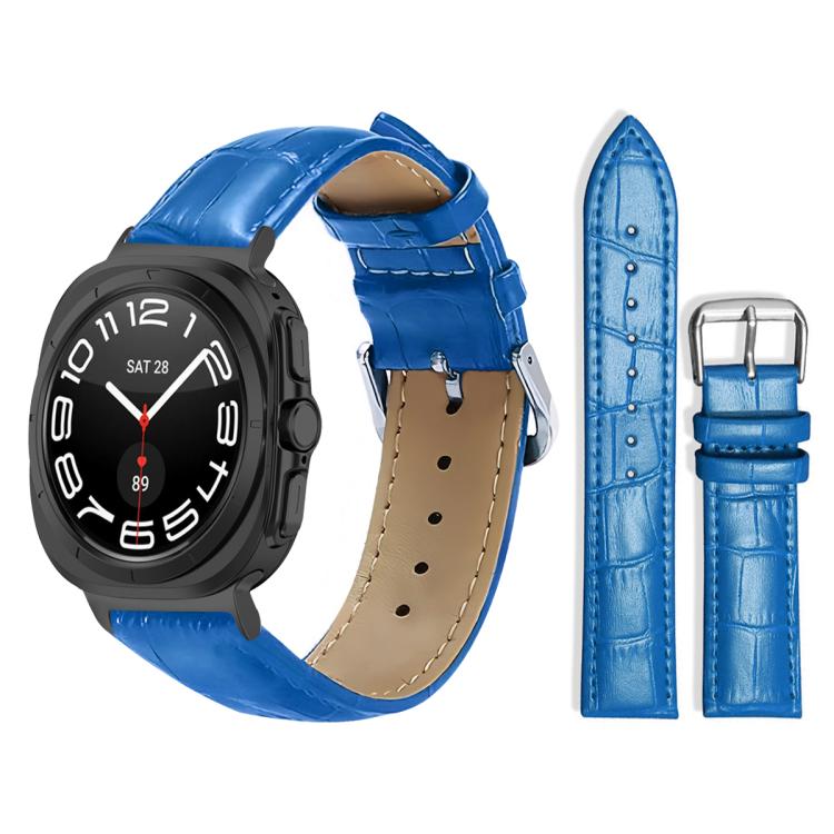 For Samsung Galaxy Watch Ultra / Ultra 2025 22mm xDfind Bamboo Texture Pin Buckle Leather Watch Band(Blue) by xDfind