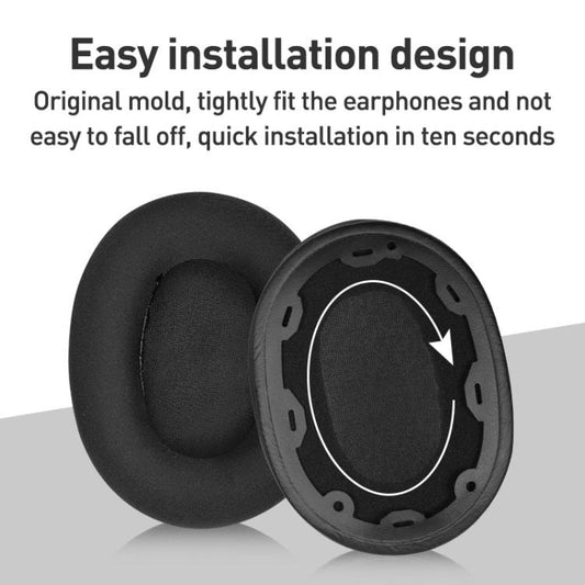 2pcs Ice Silk Cloth Earphone Replacement Earpads Pads For Sony INZONE H9 / H7 / WH-G900N(Black) by bashfashion
