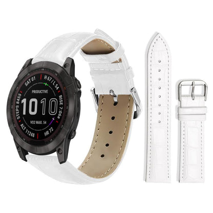 For Garmin Fenix 8/7X/6X/5X 26mm 22mm xDfind Bamboo Texture Pin Buckle Leather Watch Band(White) by xDfind