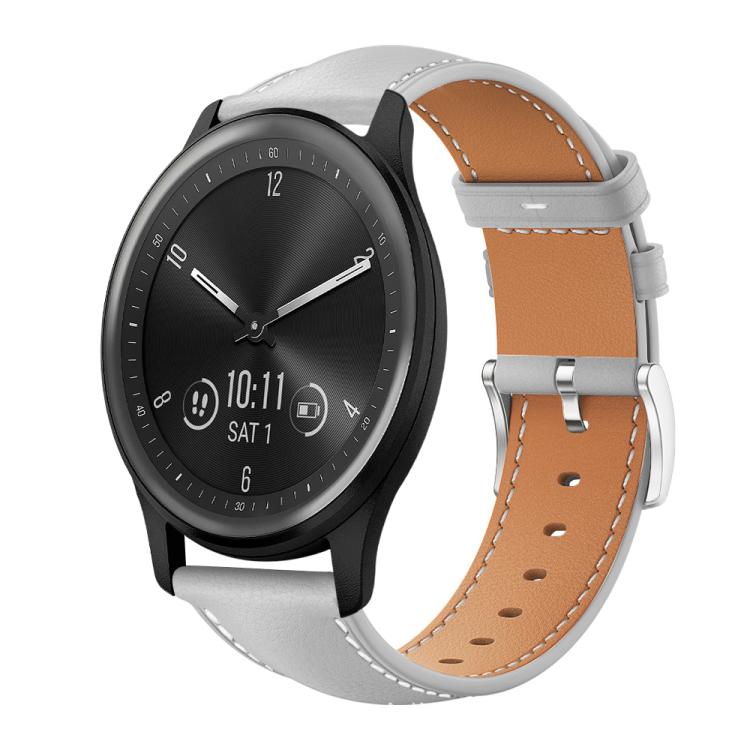 20mm For Garmin GarminMove Sport / vivoactive5/3 xDfind Flat Head Black Shark Fine Grain Leather Watch Band(Grey) by xDfind