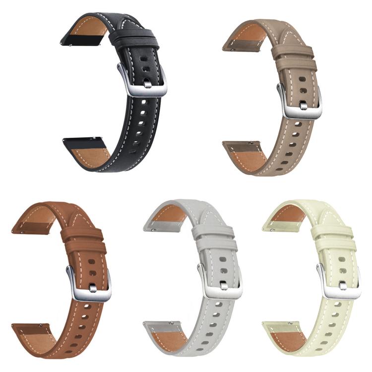 20mm For Garmin GarminMove Sport / vivoactive5/3 xDfind Flat Head Black Shark Fine Grain Leather Watch Band(Grey) by xDfind