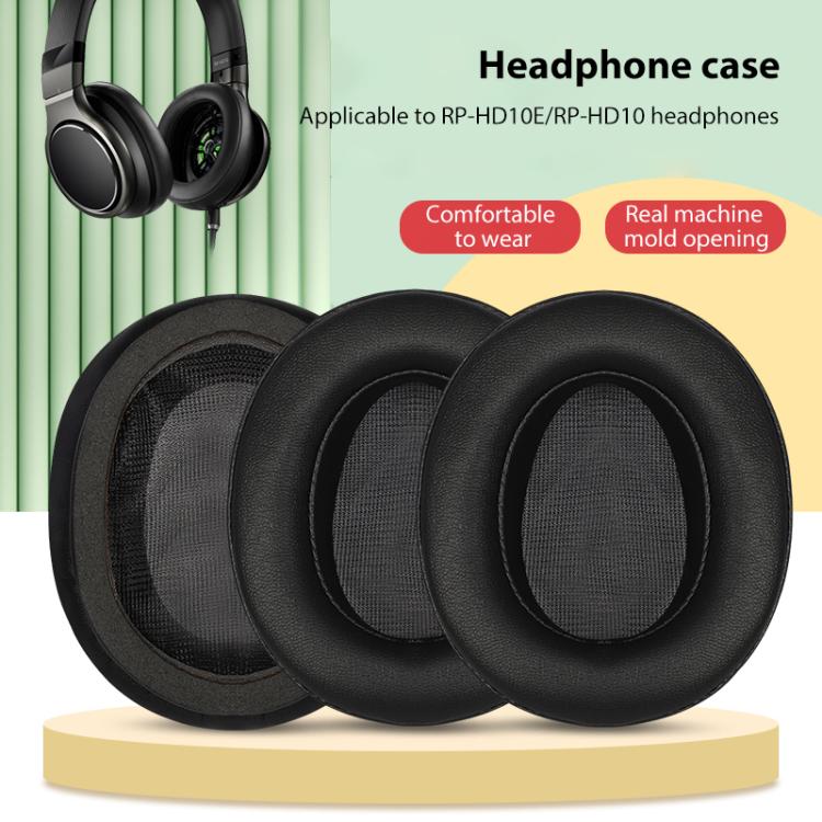 2pcs Snap-on Protein Leather Replacement Earpads For Panasonic RP-HD10 / RP-HD10E(Black) by bashfashion