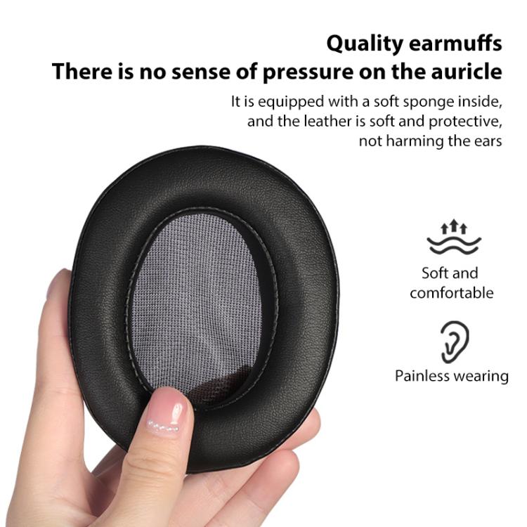 2pcs Snap-on Protein Leather Replacement Earpads For Panasonic RP-HD10 / RP-HD10E(Black) by bashfashion