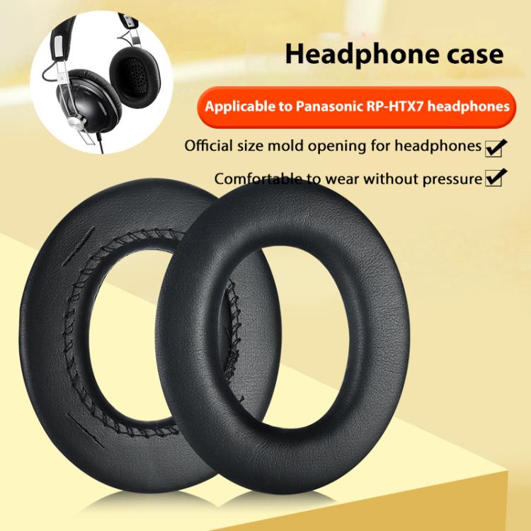 2pcs Insert Protein Leather Replacement Earpads For Panasonic RP-HTX7 / RP-HTX7A / RP-HTX9 / HTX80(Black) by bashfashion