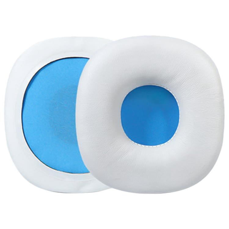 2pcs Protein Leather Earphone Replacement Earpads Pads For Sony NWZ-WH505 / NWZ-WH303(White Blue Net) by bashfashion