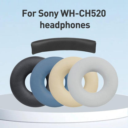 2pcs Protein Leather Earphone Replacement Earpads Pads For Sony WH-CH520(Grey) by bashfashion