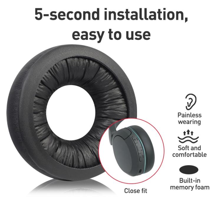 2pcs Protein Leather Earphone Replacement Earpads Pads For Sony WH-CH520(Grey) by bashfashion