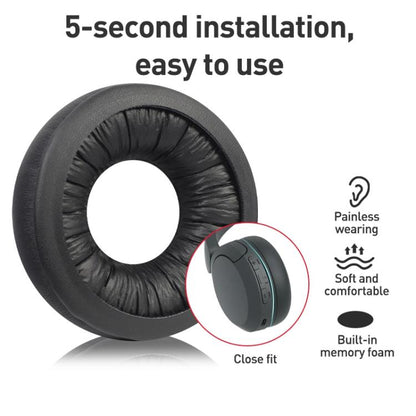 2pcs Protein Leather Earphone Replacement Earpads Pads For Sony WH-CH520(Grey) by bashfashion