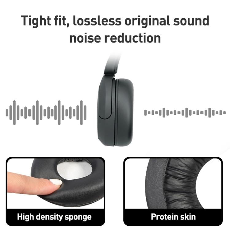 2pcs Protein Leather Earphone Replacement Earpads Pads For Sony WH-CH520(Black) by bashfashion