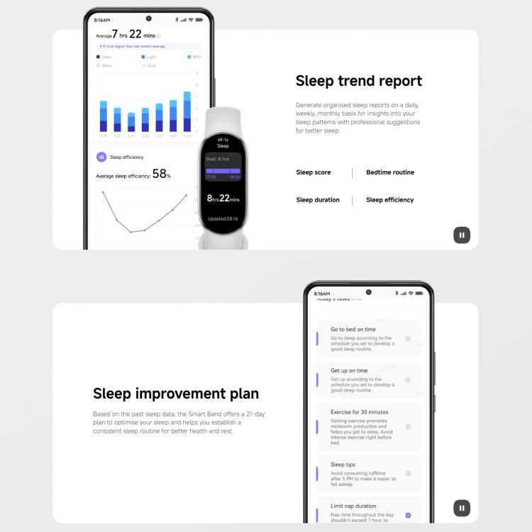 Original Xiaomi Smart Band 10, 1.72 inch AMOLED Screen 5ATM Waterproof Smart Watch, Support Blood Oxygen / Heart Rate Monitor(Black) by Xiaomi