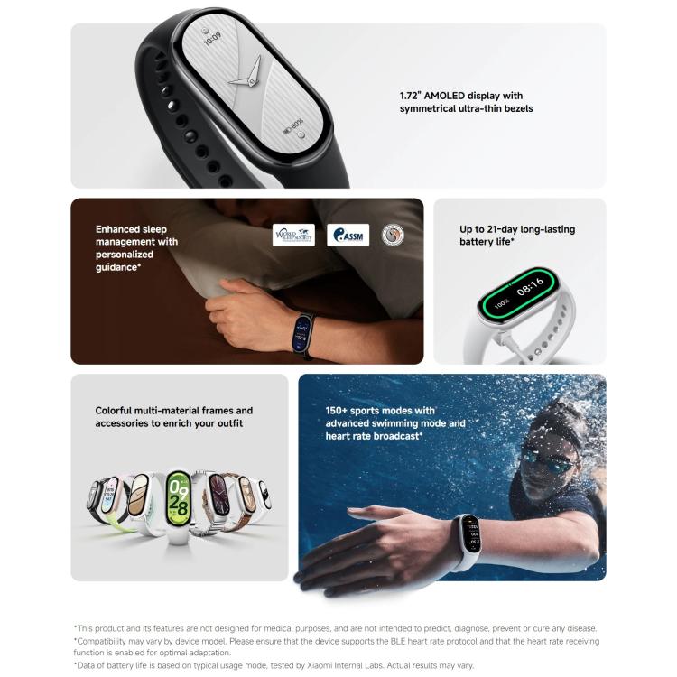 Original Xiaomi Smart Band 10, 1.72 inch AMOLED Screen 5ATM Waterproof Smart Watch, Support Blood Oxygen / Heart Rate Monitor(Pink Gold) by Xiaomi