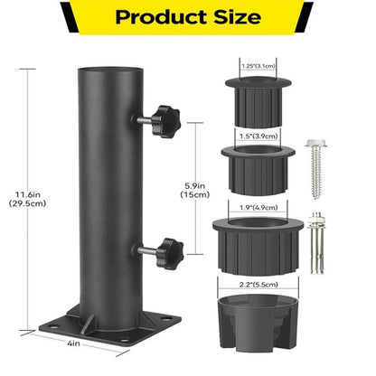 Patio Umbrella Stand Set Heavy Umbrella Metal Mounting Base(Black) by bashfashion