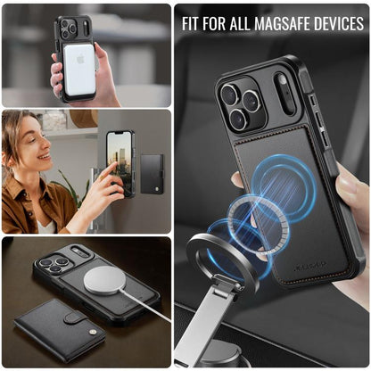 For iPhone 17 Pro Max JEEHOOD J09 Buckle Card Bag MagSafe Magnetic Style RFID Leather Phone Case(Black) by JEEHOOD