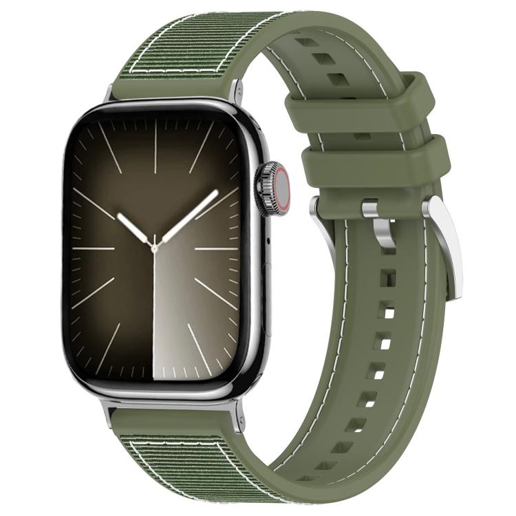 For Apple Watch 38 / 40 / 41 / S10 42mm 20mm xDfind Hybrid Nylon Braid Silicone Watch Band(Green) by xDfind