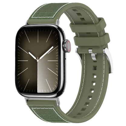 For Apple Watch 38 / 40 / 41 / S10 42mm 20mm xDfind Hybrid Nylon Braid Silicone Watch Band(Green) by xDfind