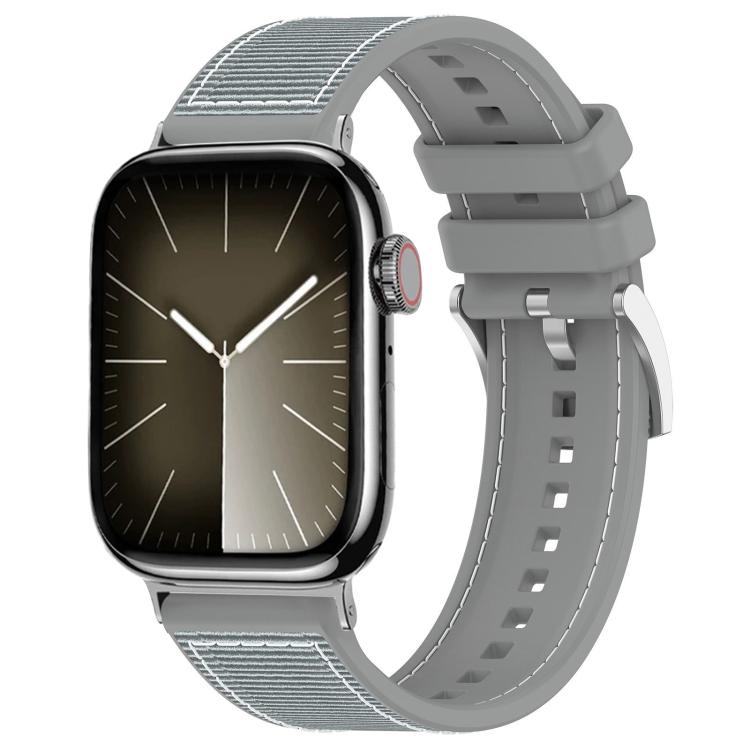 For Apple Watch 38 / 40 / 41 / S10 42mm 20mm xDfind Hybrid Nylon Braid Silicone Watch Band(Grey) by xDfind