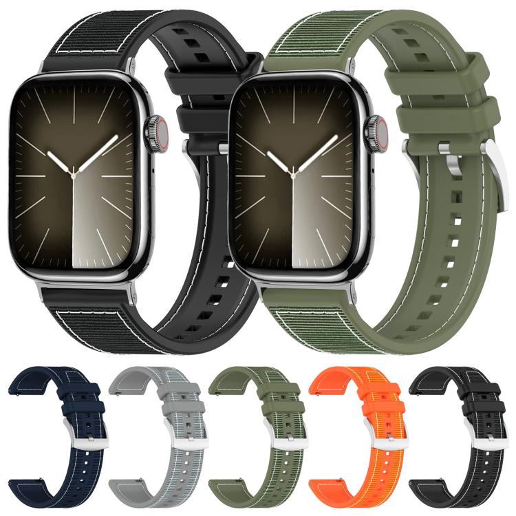 For Apple Watch 38 / 40 / 41 / S10 42mm 20mm xDfind Hybrid Nylon Braid Silicone Watch Band(Grey) by xDfind