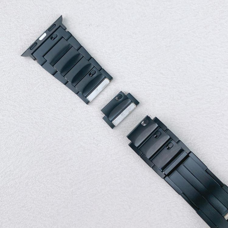 For Apple Watch 46mm / 49mm / 45mm / 44mm Tri-beads Side-detachable Buckle Stainless Steel Watch Band(Black) by bashfashion
