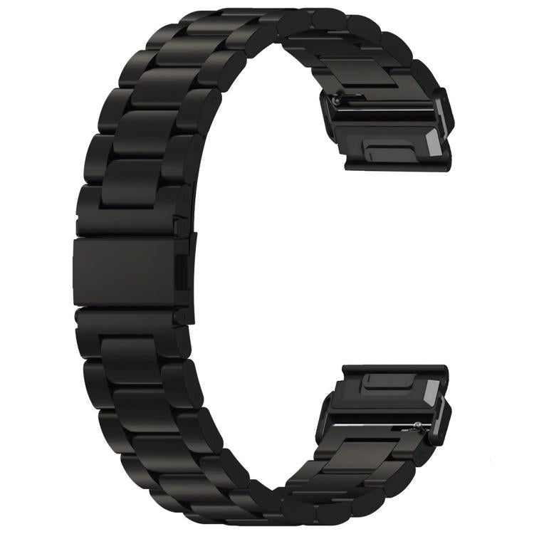 For Garmin 26mm Tri-beads Flat Buckle Titanium Alloy Watch Band, Tactix Connector(Black) by bashfashion