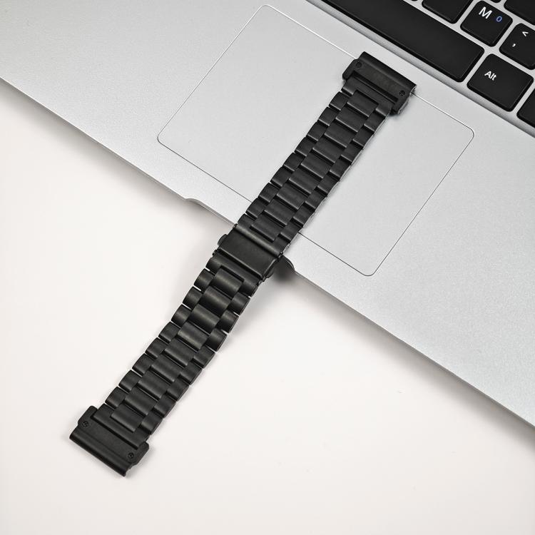 For Garmin 26mm Tri-beads Flat Buckle Titanium Alloy Watch Band, Tactix Connector(Black) by bashfashion