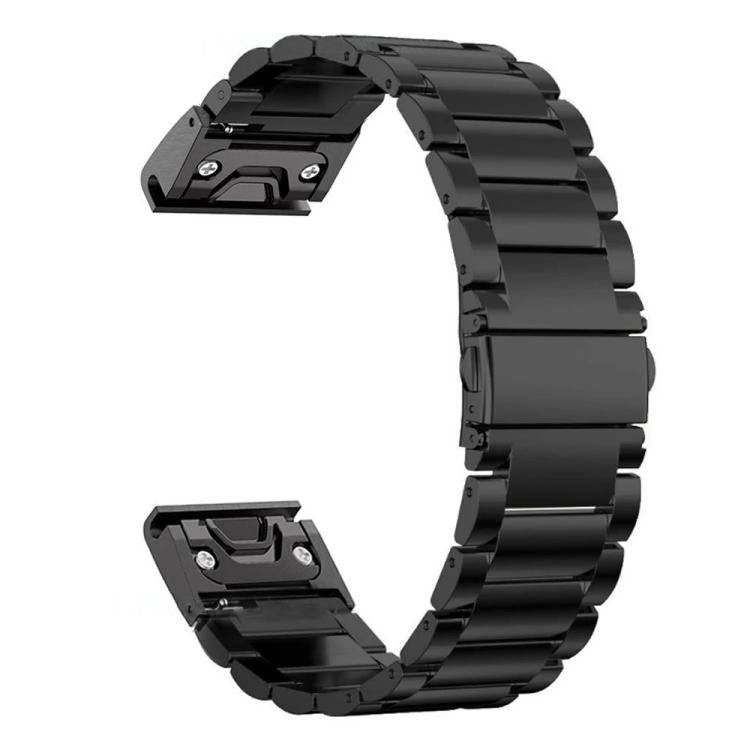 For Garmin 26mm Tri-beads Flat Buckle Titanium Alloy Watch Band(Black) by bashfashion