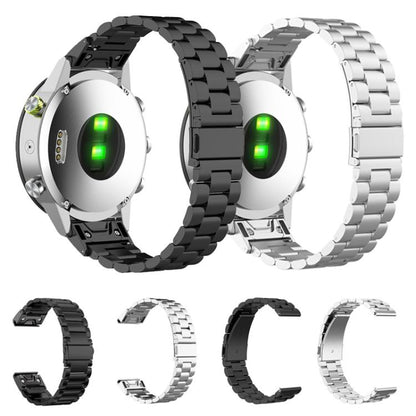 For Garmin 26mm Tri-beads Flat Buckle Titanium Alloy Watch Band(Black) by bashfashion