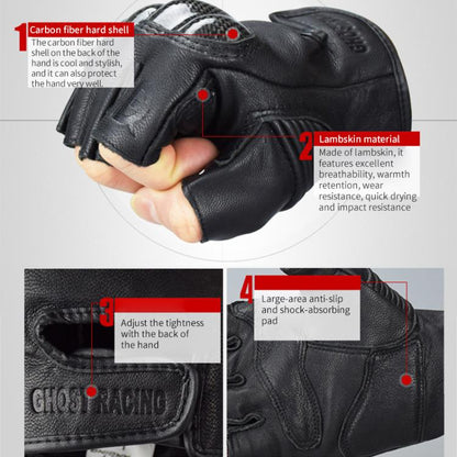 GHOST RACING GR-BZ01 Summer Off-road Riding Protective Breathable Motorcycle Half-finger Gloves, Size:M(Black) by GHOST RACING
