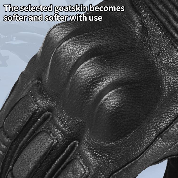GHOST RACING GR-ST11 Retro Motorcycle Genuine Leather Touch Screen Full Finger Gloves, Size:L(Black No Punched) by GHOST RACING