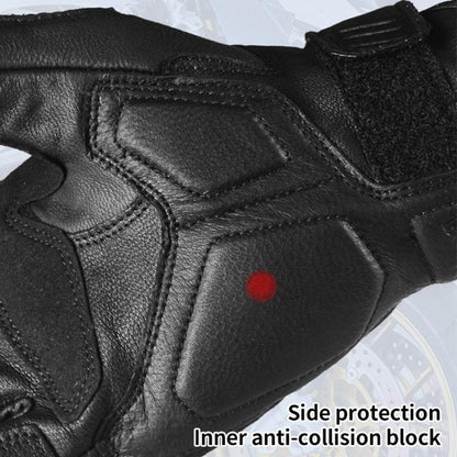 GHOST RACING GR-ST11 Retro Motorcycle Genuine Leather Touch Screen Full Finger Gloves, Size:L(Black Punched) by GHOST RACING