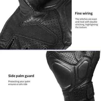 GHOST RACING GR-ST11 Retro Motorcycle Genuine Leather Touch Screen Full Finger Gloves, Size:XL(Black No Punched) by GHOST RACING