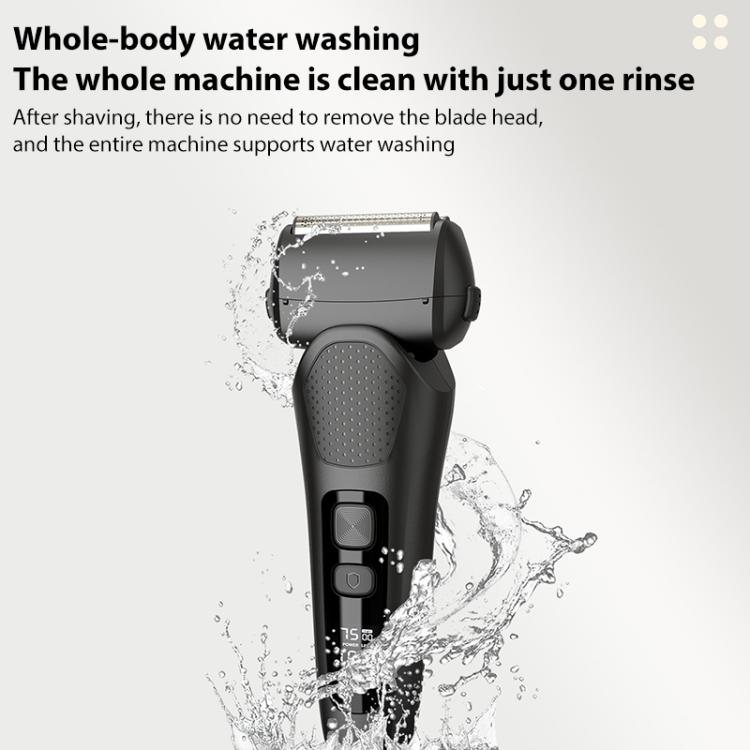Full Body Washable LED Digital Display Reciprocating Electric Shaver(Gun Fight Black + 1 Set of Blades) by bashfashion