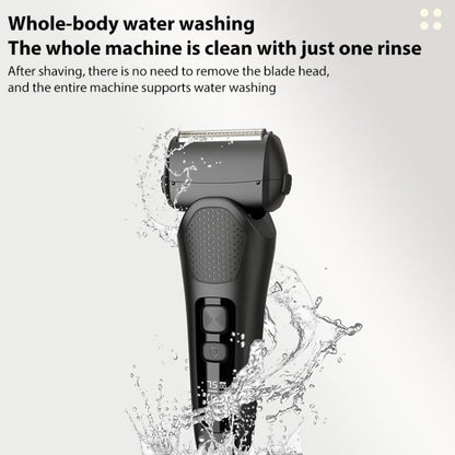 Full Body Washable LED Digital Display Reciprocating Electric Shaver(Gun Fight Black + 1 Set of Blades) by bashfashion