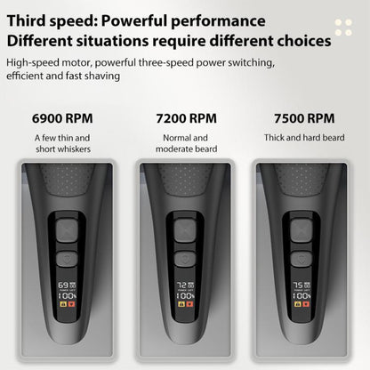 Full Body Washable LED Digital Display Reciprocating Electric Shaver(Gun Fight Black + 1 Set of Blades) by bashfashion