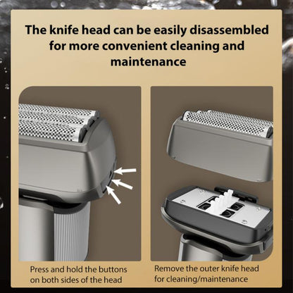 Five-blade Full Body Washable LED Digital Display Reciprocating Electric Shaver(Grey) by bashfashion