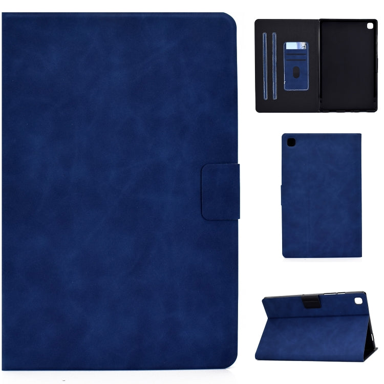 For Samsung Galaxy Tab A7 (2020) T500 Cowhide Texture Horizontal Flip Leather Case with Holder & Card Slots & Sleep / Wake-up(Blue) by bashfashion